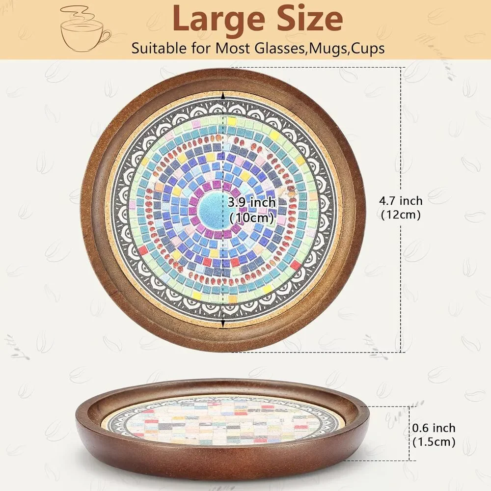 Wooden Absorbent Coasters Set 4.7